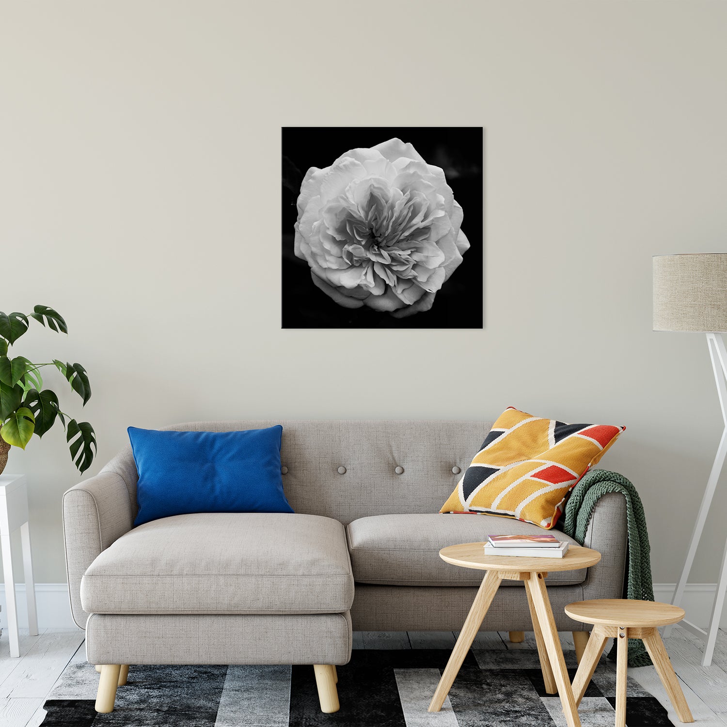 Plants On Canvas: Alchymist Rose Black & White - Square  Nature / Floral Photo Fine Art & Unframed Wall Art Prints 30" x 30" / Fine Art Canvas - PIPAFINEART