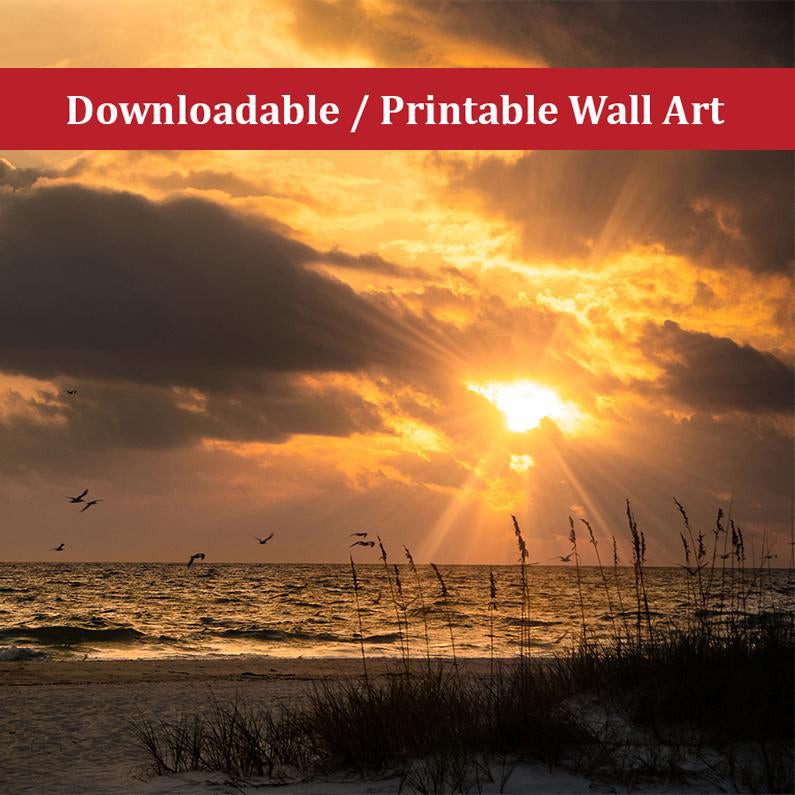 Large Printable Wall Art: Anna Maria Island Cloudy Beach Sunset 1 Landscape Photo - DIY Beach Themed Wall Art - PIPAFINEART