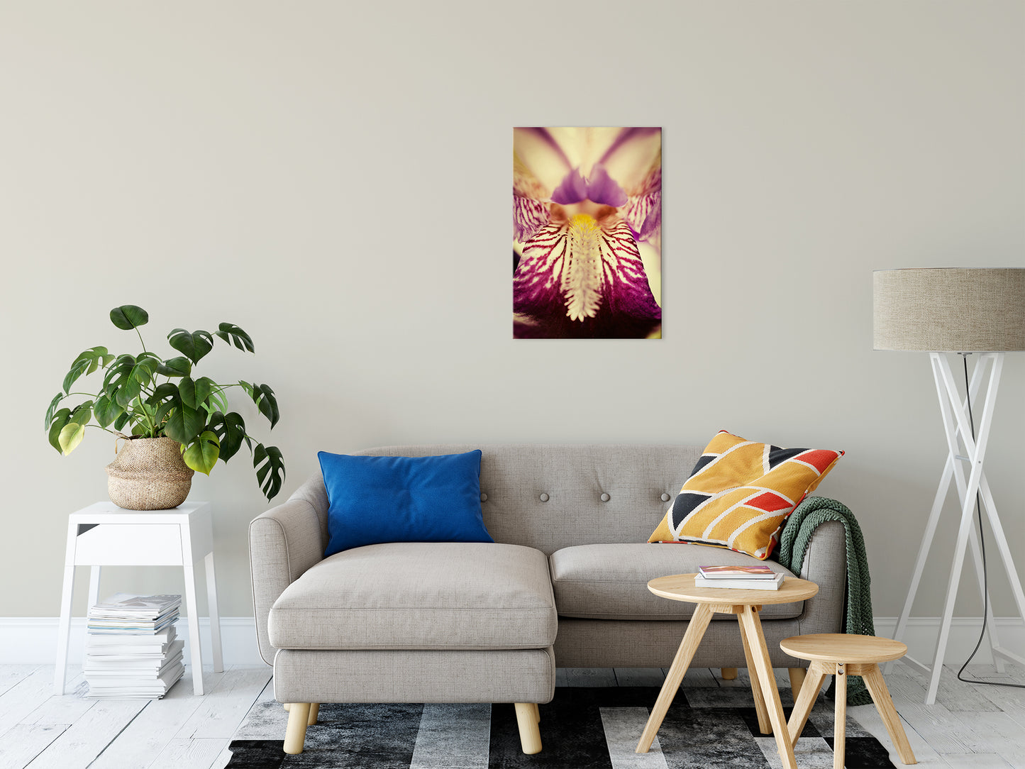 Inspirational Canvas Wall Art: Antiqued Purple Iris Flower Nature / Floral Photo Fine Art Canvas Wall Art Prints 20" x 30" - PIPAFINEART