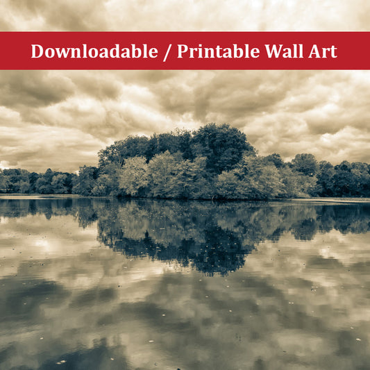 Large Rustic Canvas Wall Art: Autumn Reflections Split Tone Landscape Photo DIY Wall Decor Instant Download Print - Printable  - PIPAFINEART