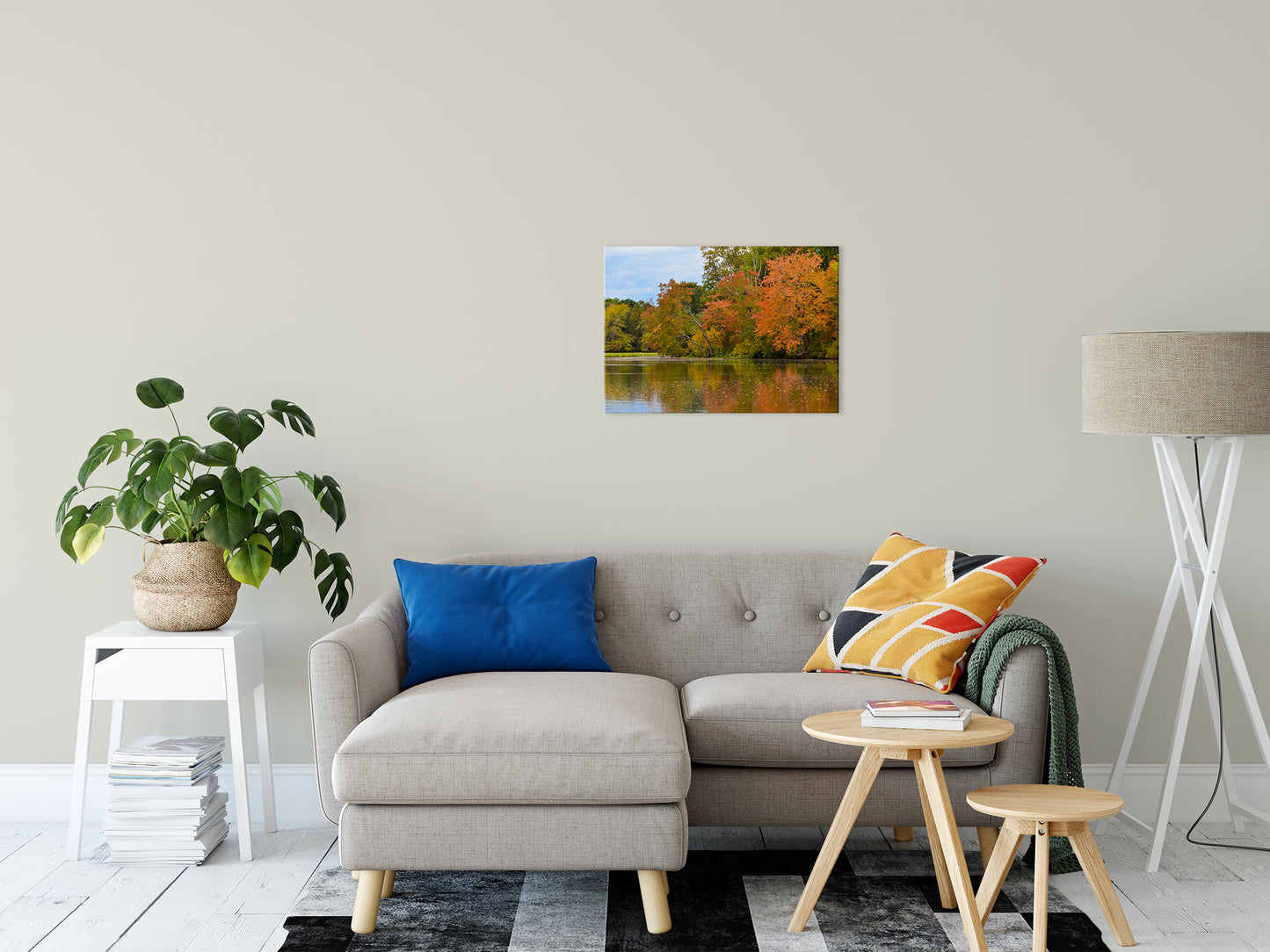 Modern Farmhouse Dining Room Wall Art: Autumn Tree Line Landscape Photo Fine Art Canvas Wall Art Prints 20" x 24" - PIPAFINEART