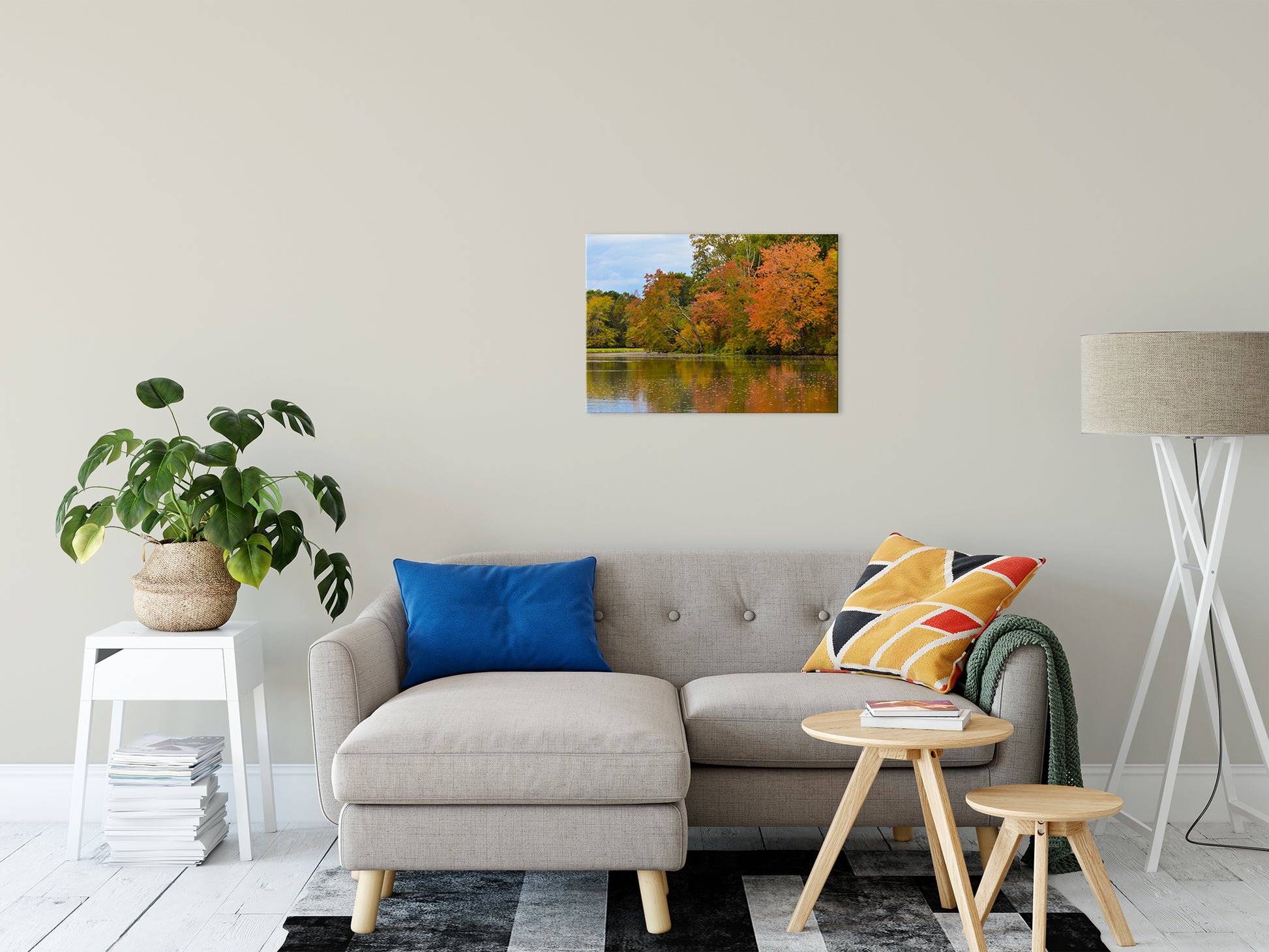 Farmhouse Living Room Art: Autumn Tree Line Landscape Photo Fine Art Canvas Wall Art Prints 20" x 30" - PIPAFINEART