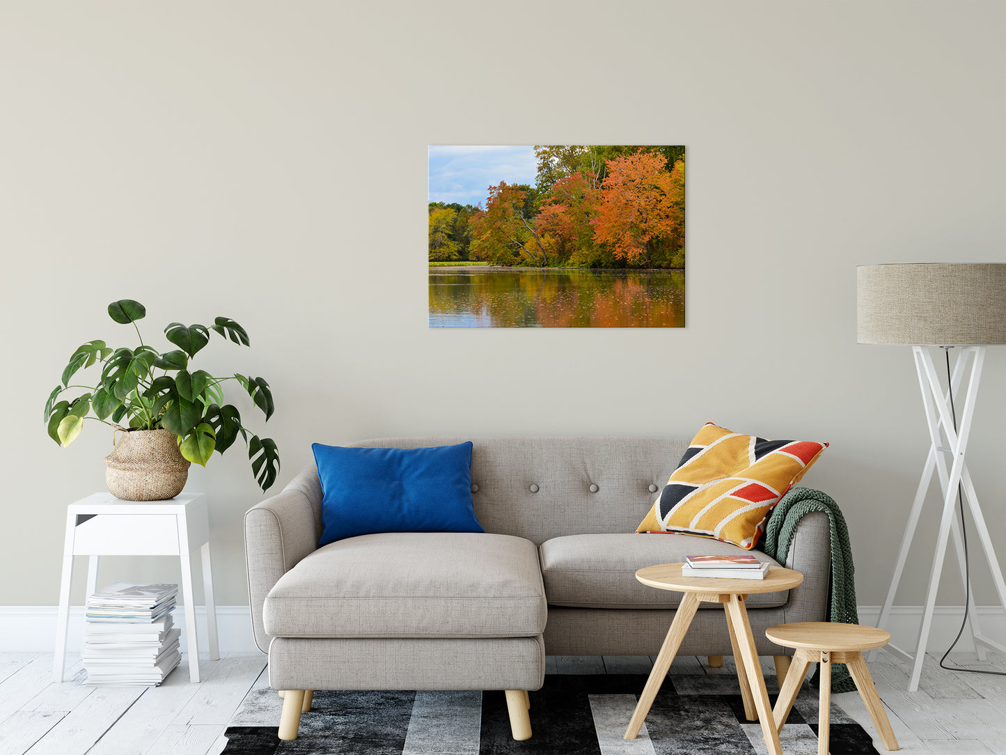 Large Rustic Wall Art For Living Room: Autumn Tree Line Landscape Photo Fine Art Canvas Wall Art Prints 24" x 36" - PIPAFINEART