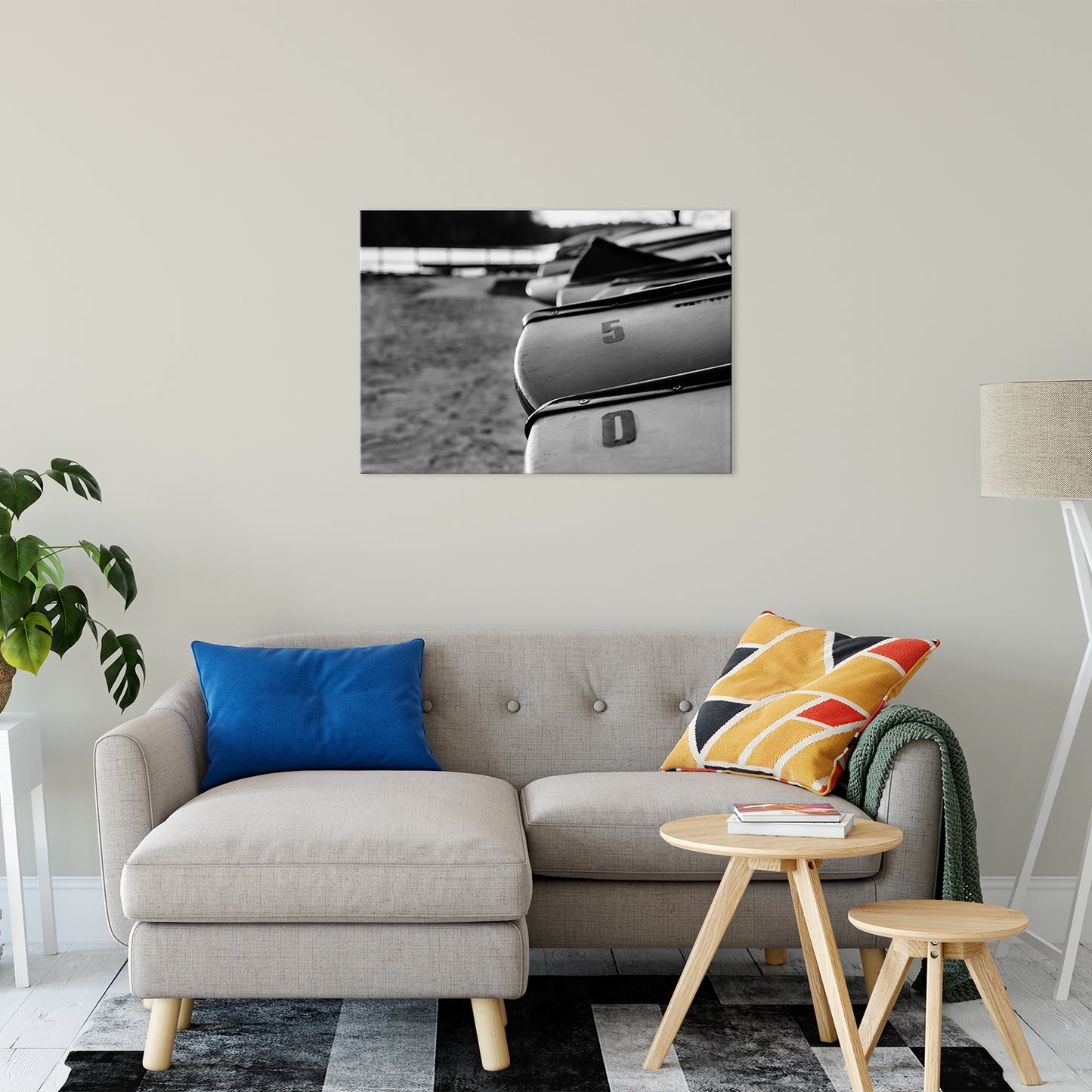 Beached Canoes Black and White Abstract Photo Fine Art Canvas & Unframed Wall Art Prints 24" x 36" / Fine Art Canvas - PIPAFINEART