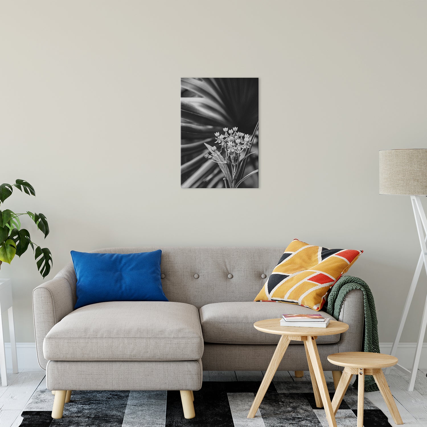 Bloodflowers & Palm Black & White Floral Photo Fine Art Canvas Wall Art Prints 20" x 24" - PIPAFINEART
