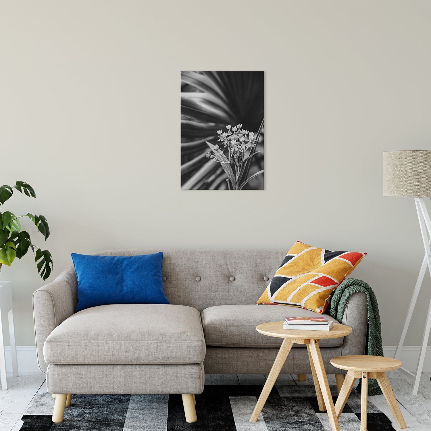 Bloodflowers & Palm Black & White Floral Photo Fine Art Canvas Wall Art Prints 20" x 30" - PIPAFINEART