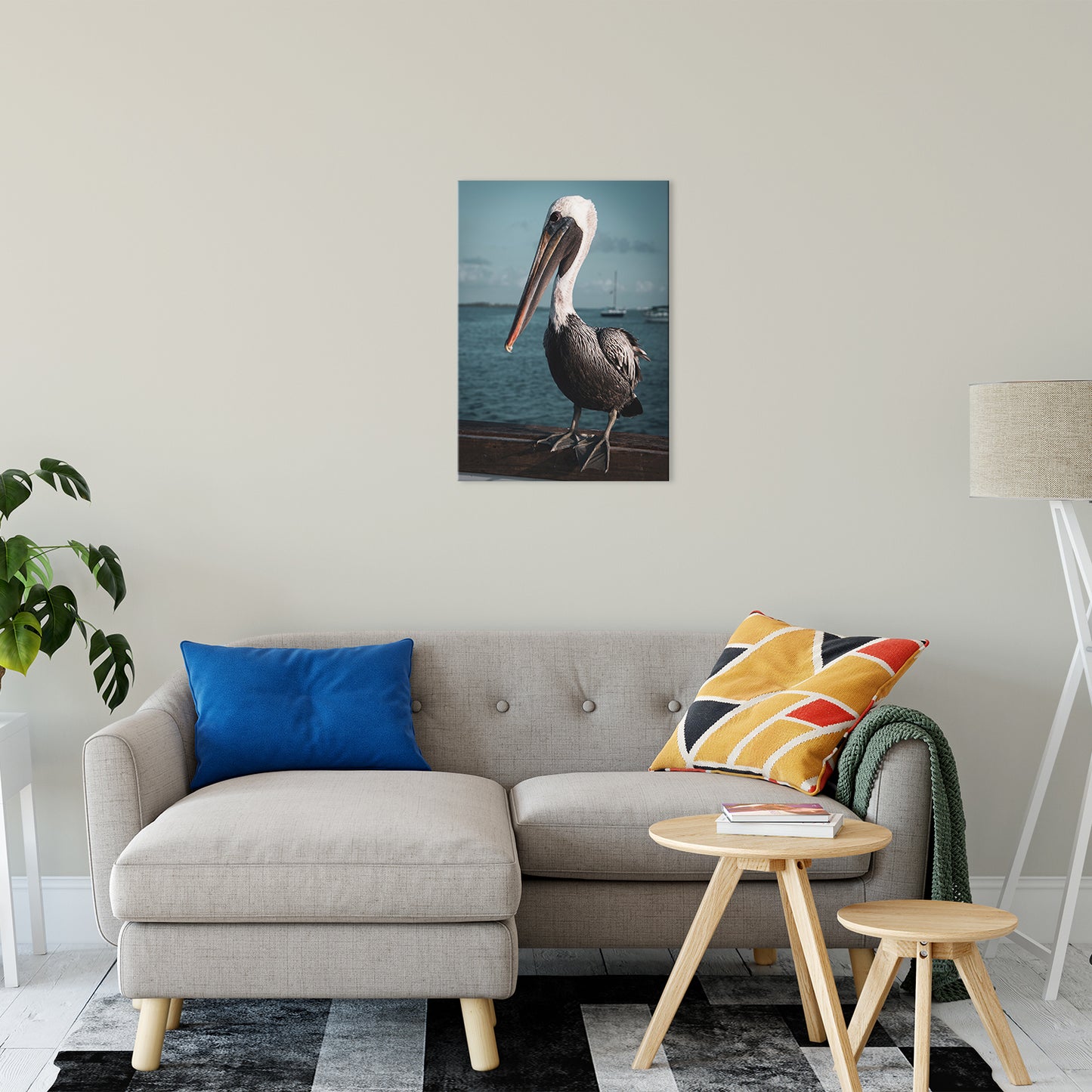 Bob The Pelican 2 Colorized Wildlife Photograph Fine Art Canvas & Unframed Wall Art Prints 20" x 30" / Canvas Fine Art - PIPAFINEART