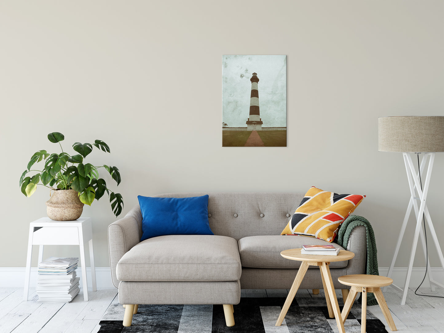 Coastal Canvas Art: Aged Bodie Lighthouse Glass Plate Effect Coastal Landscape Photo Fine Art Canvas Wall Art Prints 20" x 30" - PIPAFINEART