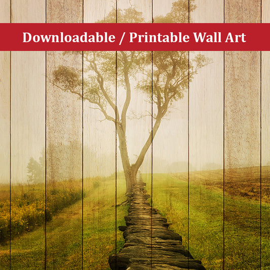 Faux Wood Calming Morning Landscape Photo DIY Wall Decor Instant Download Print - Printable  - PIPAFINEART