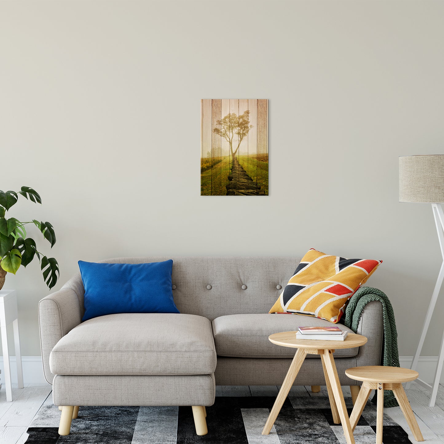 Faux Wood Calming Morning Landscape Photo Fine Art Canvas Wall Art Prints 16" x 20" - PIPAFINEART