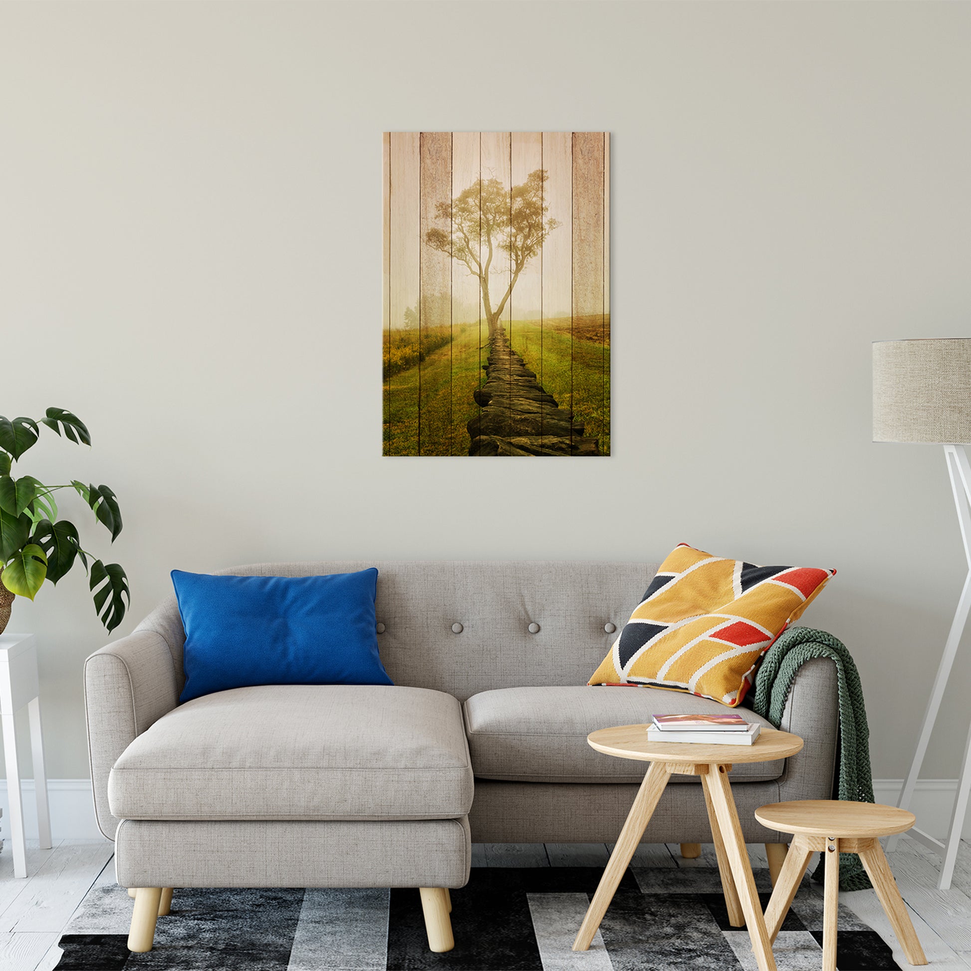 Faux Wood Calming Morning Landscape Photo Fine Art Canvas Wall Art Prints 24" x 36" - PIPAFINEART