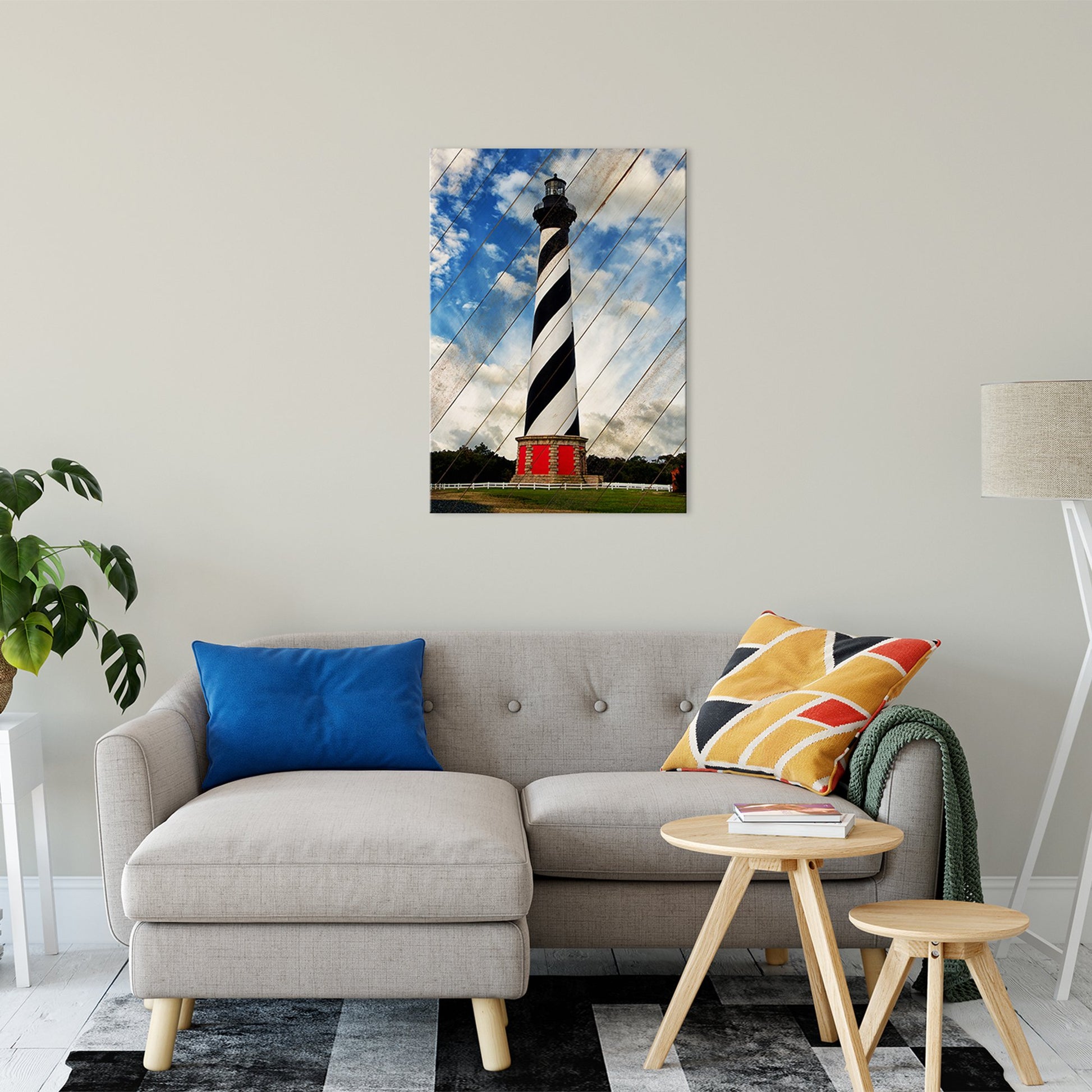 Cape Hatteras Lighthouse Landscape Photo Faux Wood Panels Fine Art Canvas Wall Art Prints 24" x 36" - PIPAFINEART
