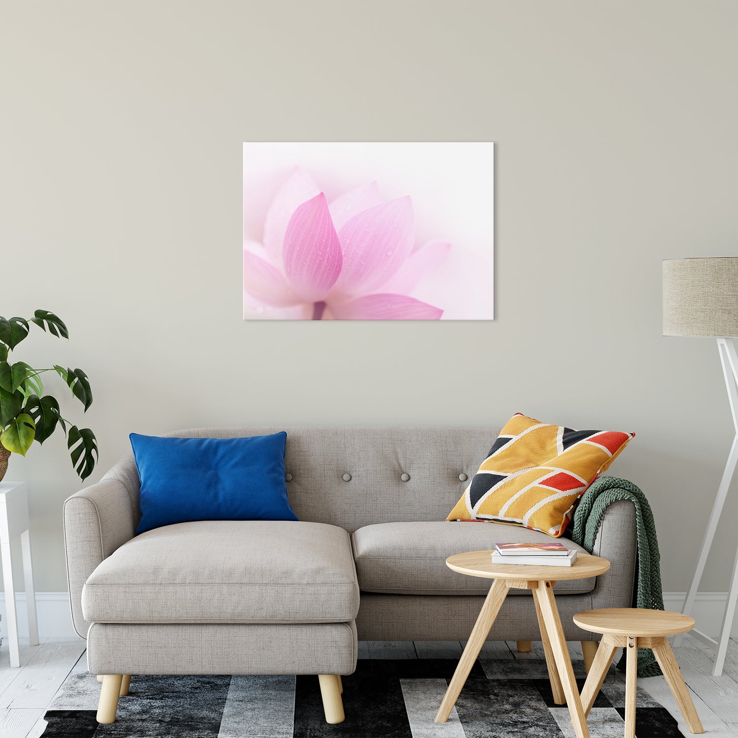 Peaceful Close-up Pink Lotus Petal Fine Art Canvas Print 24" x 36" - PIPAFINEART