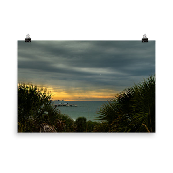 Cloudy Rainy Sunset De Soto Beach Landscape Photo Loose Wall Art Prints - PIPAFINEART