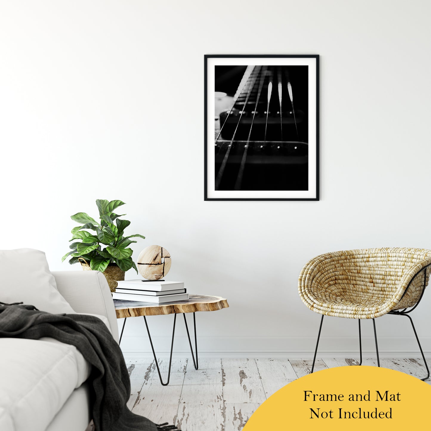 Guitar Cords Low Key Black and White Abstract Photo Fine Art Canvas & Unframed Wall Art Prints 24" x 36" / Classic Paper - Unframed - PIPAFINEART