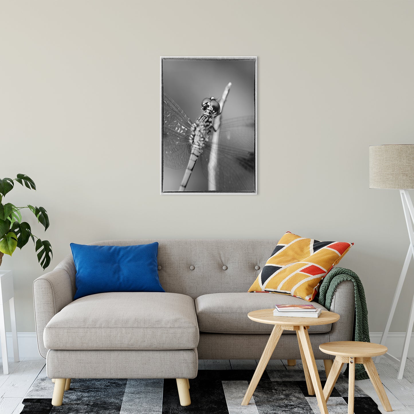 Dragonfly at Bombay Hook in Black and White Animal / Wildlife Photograph Fine Art Canvas & Unframed Wall Art Prints 24" x 36" / Canvas Fine Art - PIPAFINEART