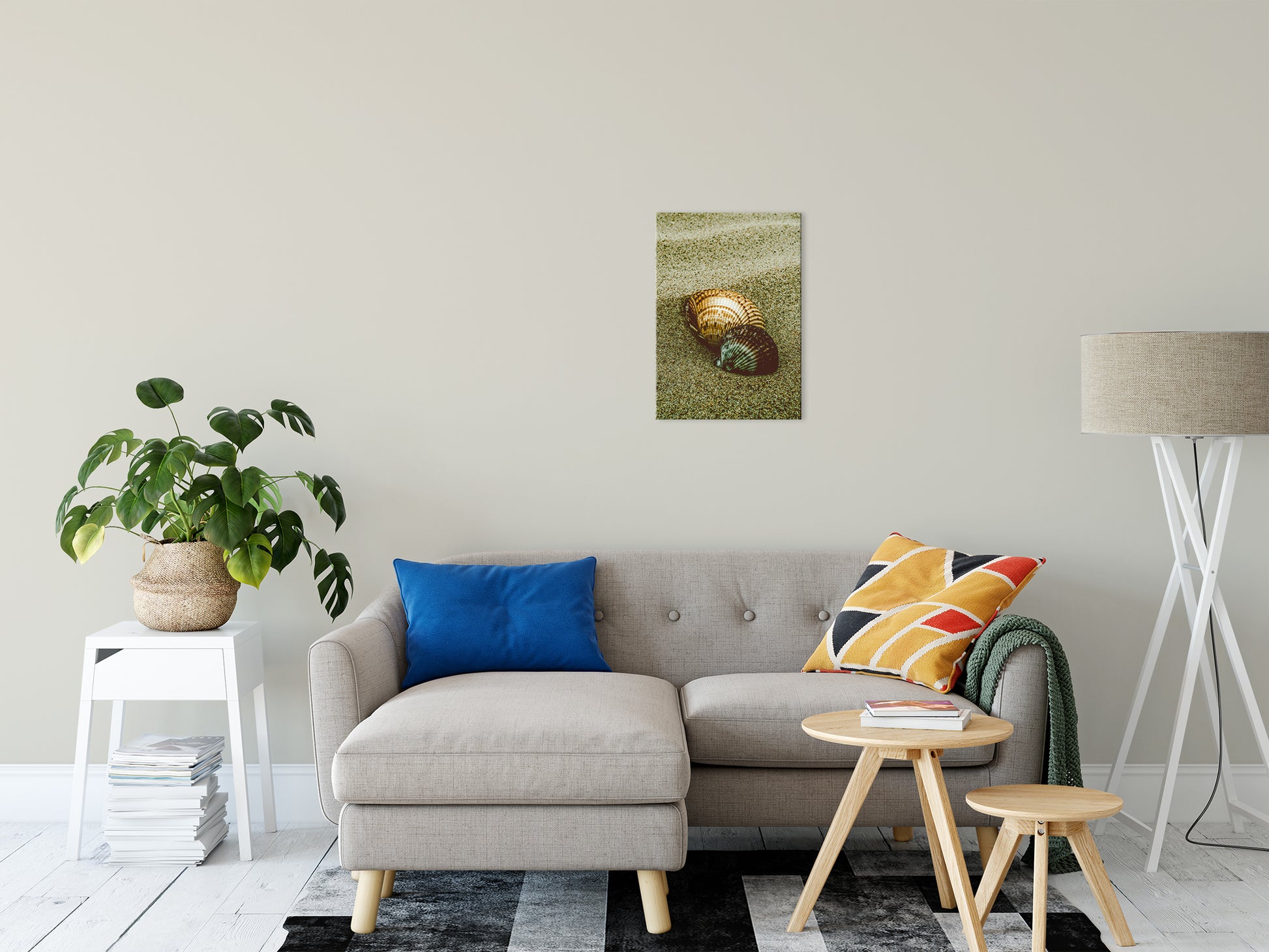 Dreamy Beach Sea Shells Colorized Coastal Nature Photo Fine Art Canvas Wall Art Prints 16" x 20" - PIPAFINEART