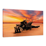 Driftwood and Sunrise / Sunset Coastal Wall Art Dried Tree Roots and Sunrise Boneyard Beach Jackson Florida Fine Art Canvas Print