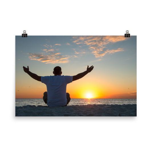 Embrace The Light Sunset Coastal Landscape Photo Paper Poster - PIPAFINEART