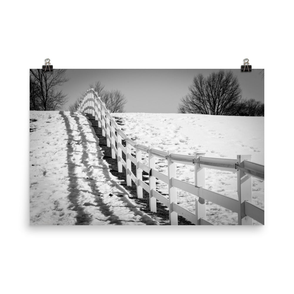 Endless Fences Black and White Landscape Photo Loose Wall Art Prints - PIPAFINEART