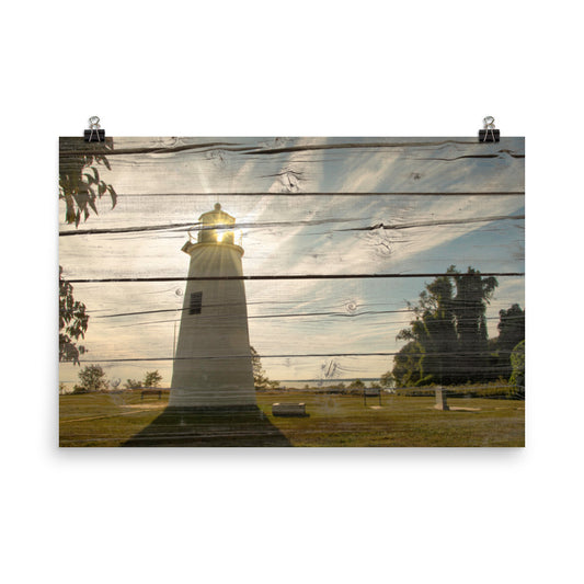 Faux Rustic Reclaimed Wood Turkey Point Lighthouse Loose Wall Art Prints - PIPAFINEART