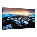 Fire and Ice Black Sand Sunset Coastal Landscape Fine Art Canvas Wall Art Prints  - PIPAFINEART