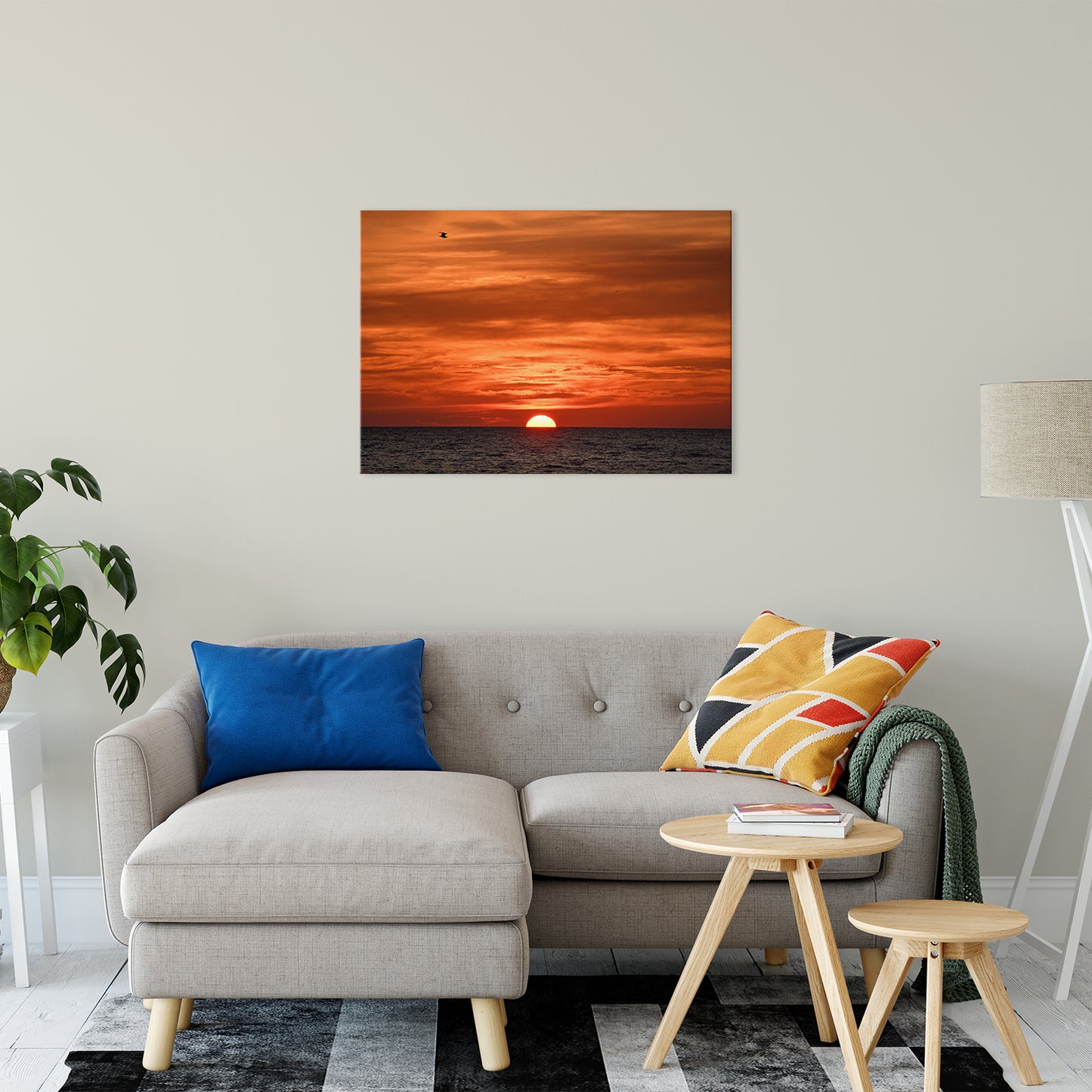 Fire in the Sky Coastal Sunset Landscape Fine Art Canvas Prints 24" x 36" - PIPAFINEART