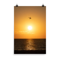 Flying High at Sunset Coastal Landscape Photo Paper Poster - PIPAFINEART