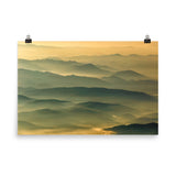 Foggy Mountain Layers at Sunset Landscape Photo Loose Wall Art Prints - PIPAFINEART