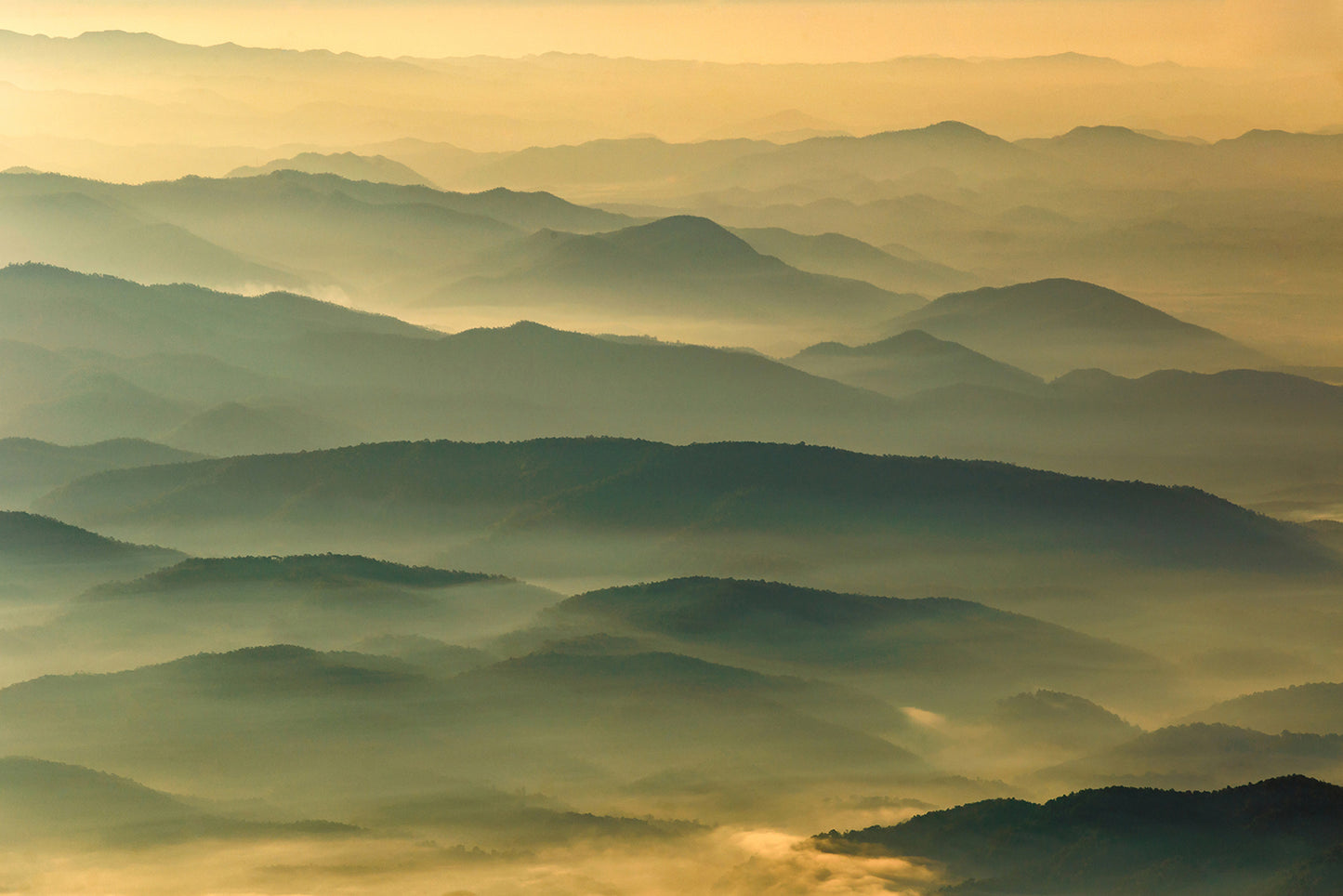 Foggy Mountain Layers at Sunset Landscape Photography Fine Art Canvas Wall Art Prints  - PIPAFINEART