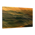 Faux Wood Foggy Mountain Layers at Sunset Landscape Fine Art Canvas Wall Art Prints  - PIPAFINEART