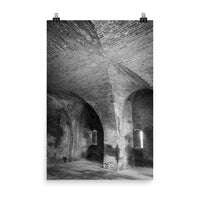 Large Wall Art Rustic: Fort Clinch Bunker Room Black and White Architecture Photograph Loose Wall Art Print