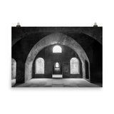 Horizontal Rustic Wall Art: Fort Clinch Bunker Room Black and White 2 Architecture Photo Loose Wall Art Print