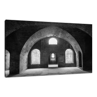 Modern Industrial Artwork: Fort Clinch Bunker Room Black and White 2 Architecture Photo Fine Art Canvas Wall Art Print
