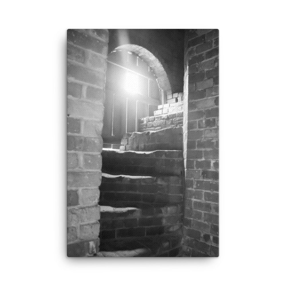 Fort Clinch Stairway Black and White Photo Canvas Wall Art Print