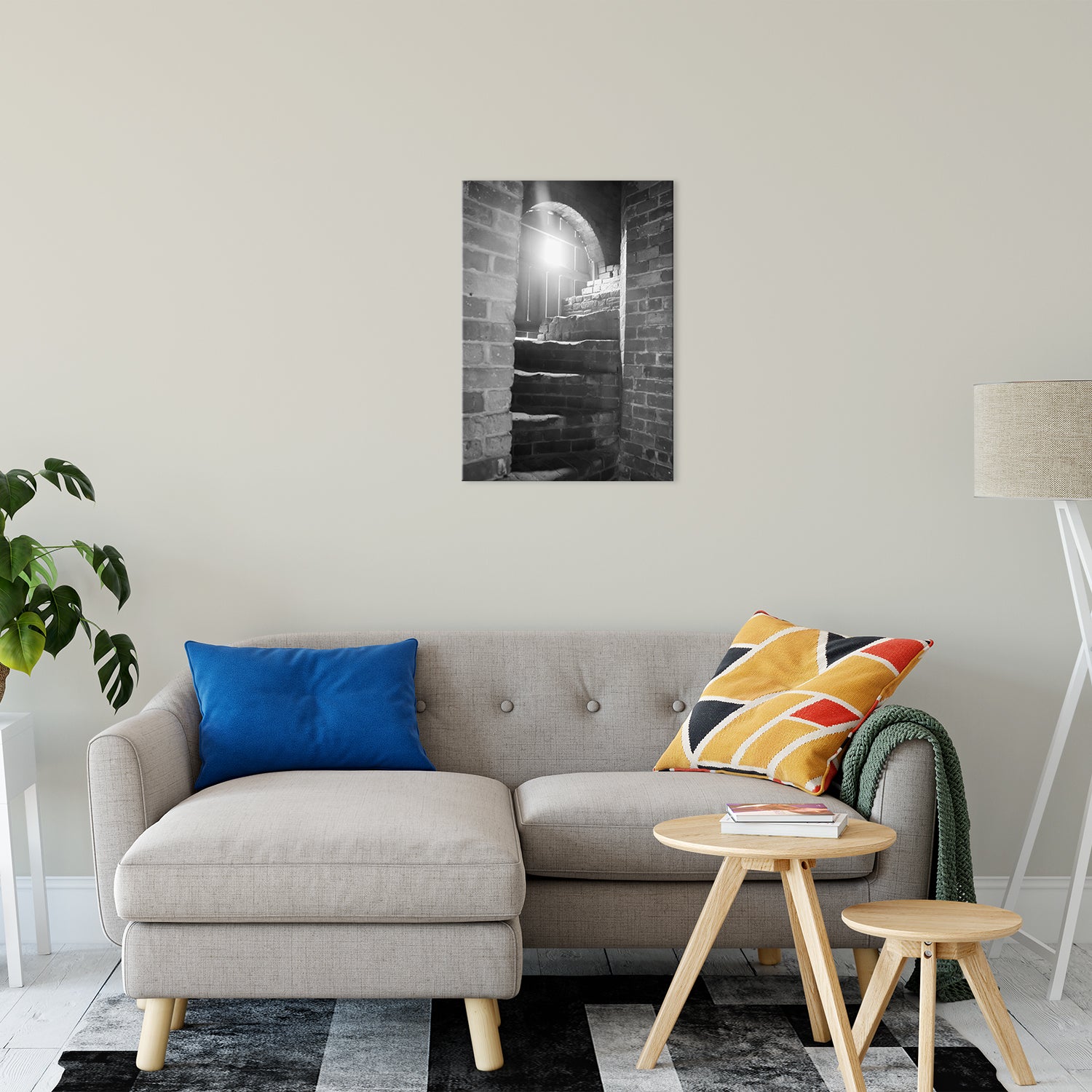 Industrial Wall Art Amazon: Fort Clinch Stairway Black and White Architecture Photo Fine Art Canvas Wall Art Print