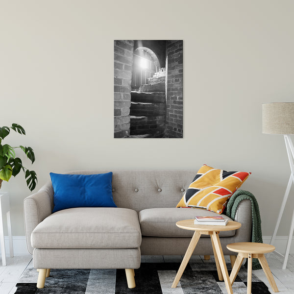 Wall Art Industrial Theme: Fort Clinch Stairway Black and White Architecture Photo Fine Art Canvas Wall Art Print