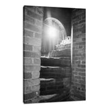 Industrial Art Wall: Fort Clinch Stairway Black and White Architecture Photo Fine Art Canvas Wall Art Print