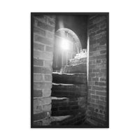 Urban Framed Wall Art: Fort Clinch Stairway Black and White Photo Framed Wall Art Print
