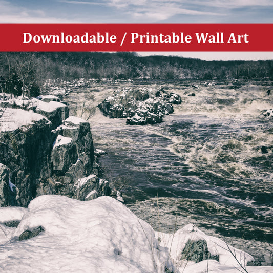 Great Falls Vintage Black and White Landscape Photo DIY Wall Decor Instant Download Print - Printable  - PIPAFINEART