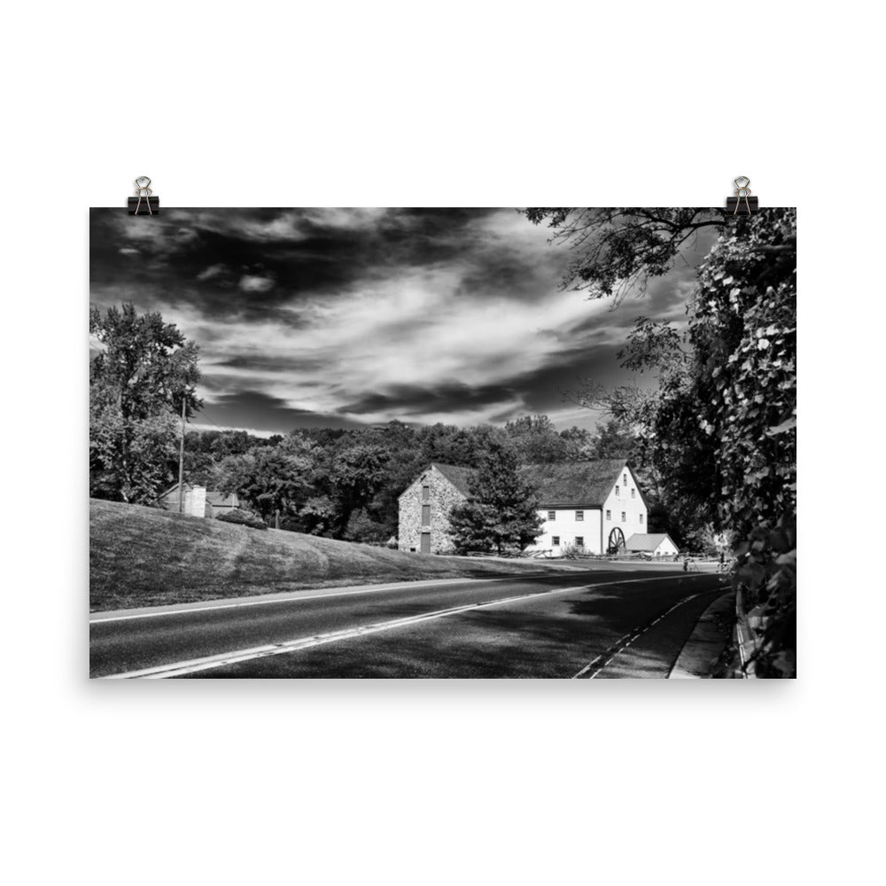 Greenbank Mill - Summer Black and White Landscape Photo Loose Wall Art Prints - PIPAFINEART