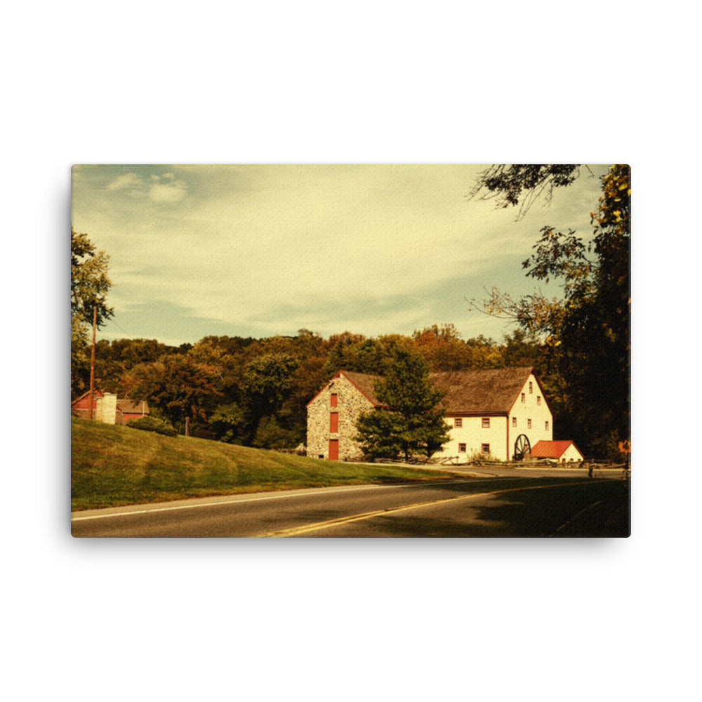 Greenbank Mill Summer Colorized Rural Landscape Canvas Wall Art Prints