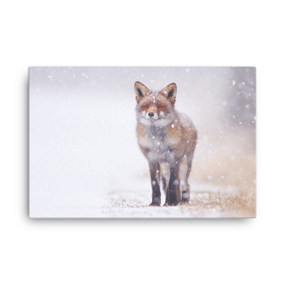 Happy Smiling Red Fox In The Snow Animal Wildlife Nature Photograph Canvas Wall Art Prints