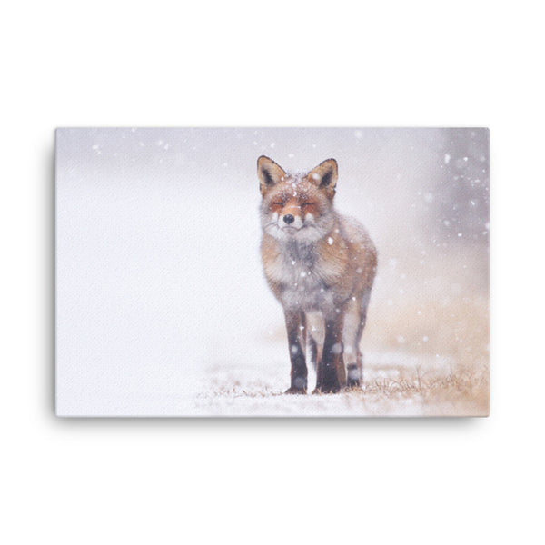 Happy Smiling Red Fox In The Snow Animal Wildlife Nature Photograph Canvas Wall Art Prints