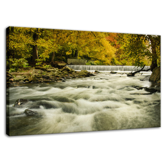 Waterfalls in the Autumn Foliage Landscape Fine Art Canvas Wall Art Prints  - PIPAFINEART