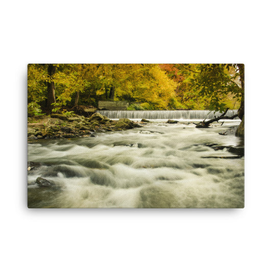 Waterfalls in the Autumn Foliage Rural Landscape Canvas Wall Art Prints