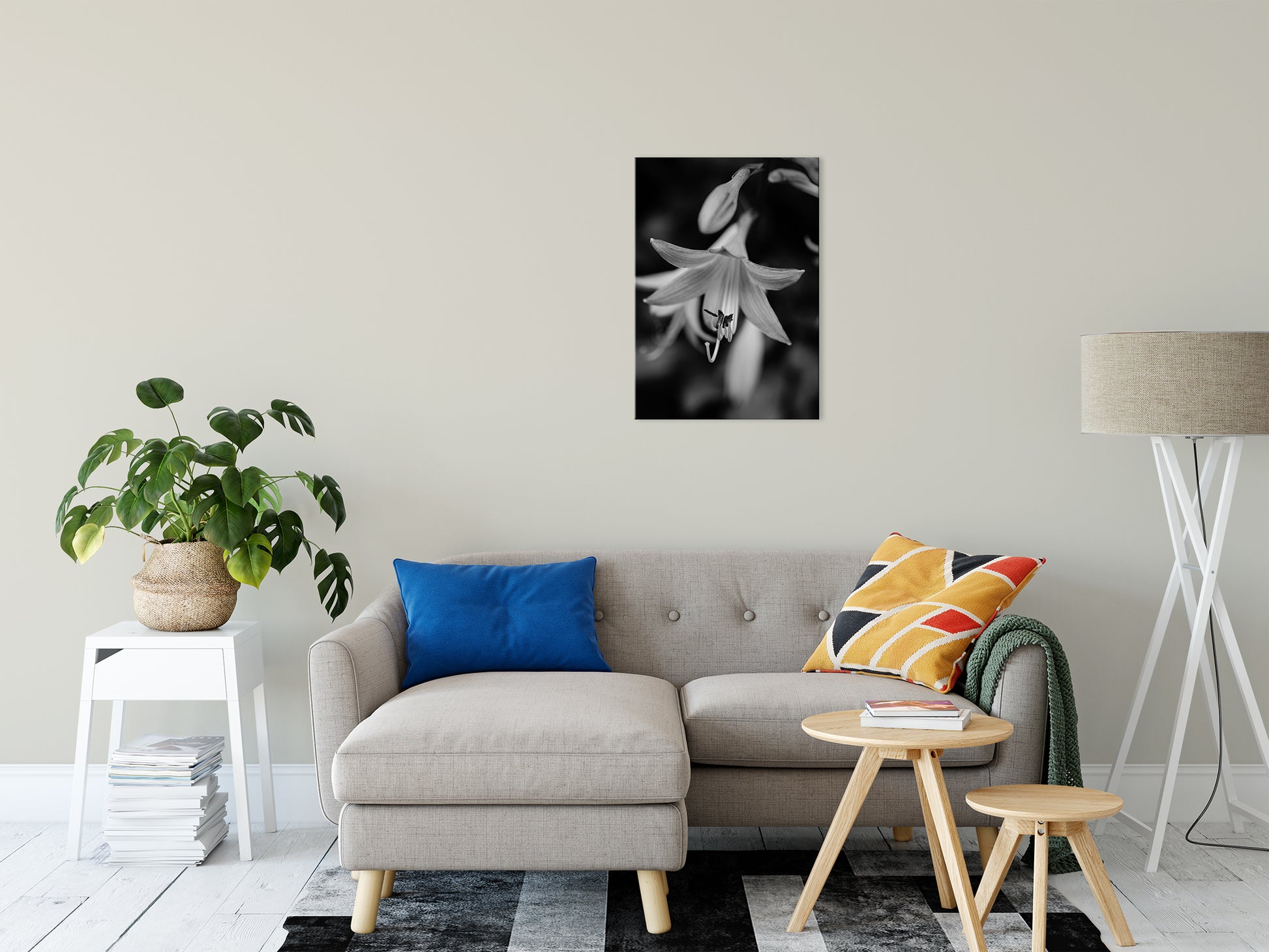 Hosta Bloom in Black & White Nature / Floral Photo Fine Art Canvas Wall Art Prints 20" x 30" - PIPAFINEART
