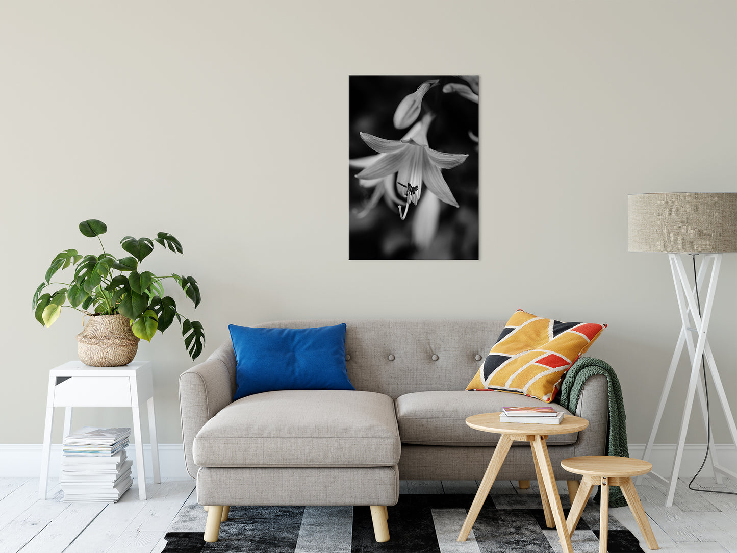 Hosta Bloom in Black & White Nature / Floral Photo Fine Art Canvas Wall Art Prints 24" x 36" - PIPAFINEART