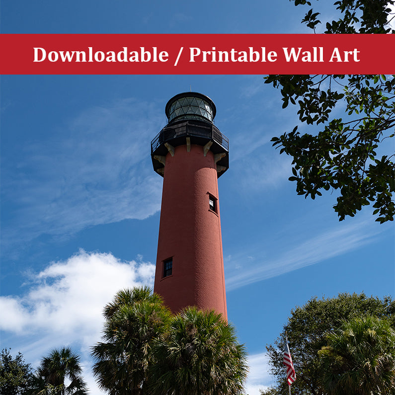 Jupiter Lighthouse 2 Color Landscape Photo DIY Wall Decor Instant Download Print - Printable  - PIPAFINEART