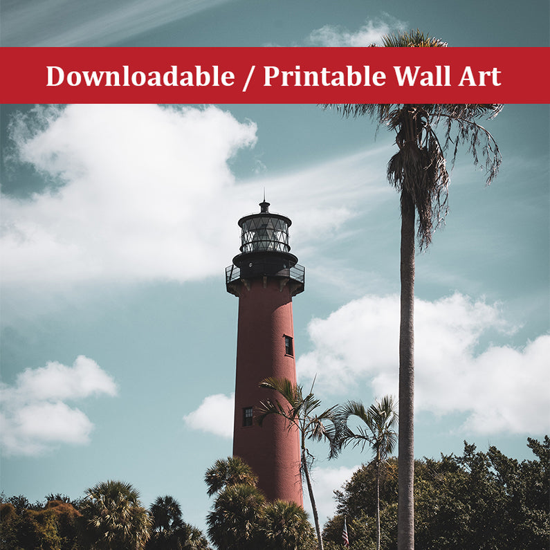 Jupiter Lighthouse Colorized Landscape Photo DIY Wall Decor Instant Download Print - Printable  - PIPAFINEART